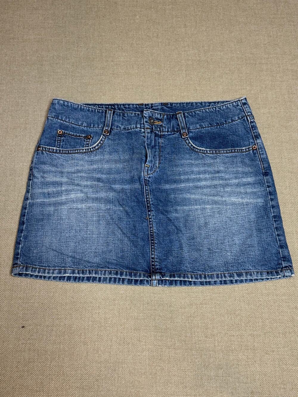 Vintage Lucky Brand Denim Mini Skirt Women 8/29 USA Made Y2K Gene Montesano